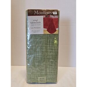 Monterey Vinyl Green Tablecloth Vintage Style Square 52x52 NIP